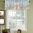 thumbnail image 4 of Easter Valances for Windows, Decorative Rod Pocket Window Valance Curtains, Spring Eggs Rabbit Ear Flowers Wooden Grain Short Curtain Drapes for Kitchen/Bathroom/Living Room, 2 Panels, 42" W x 12" L, 4 of 8