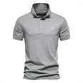 thumbnail image 2 of WREESH Men's Lapel Collar Button Henley T-Shirts Solid Color Short-Sleeved Fashionable Tops Gray, 2 of 5