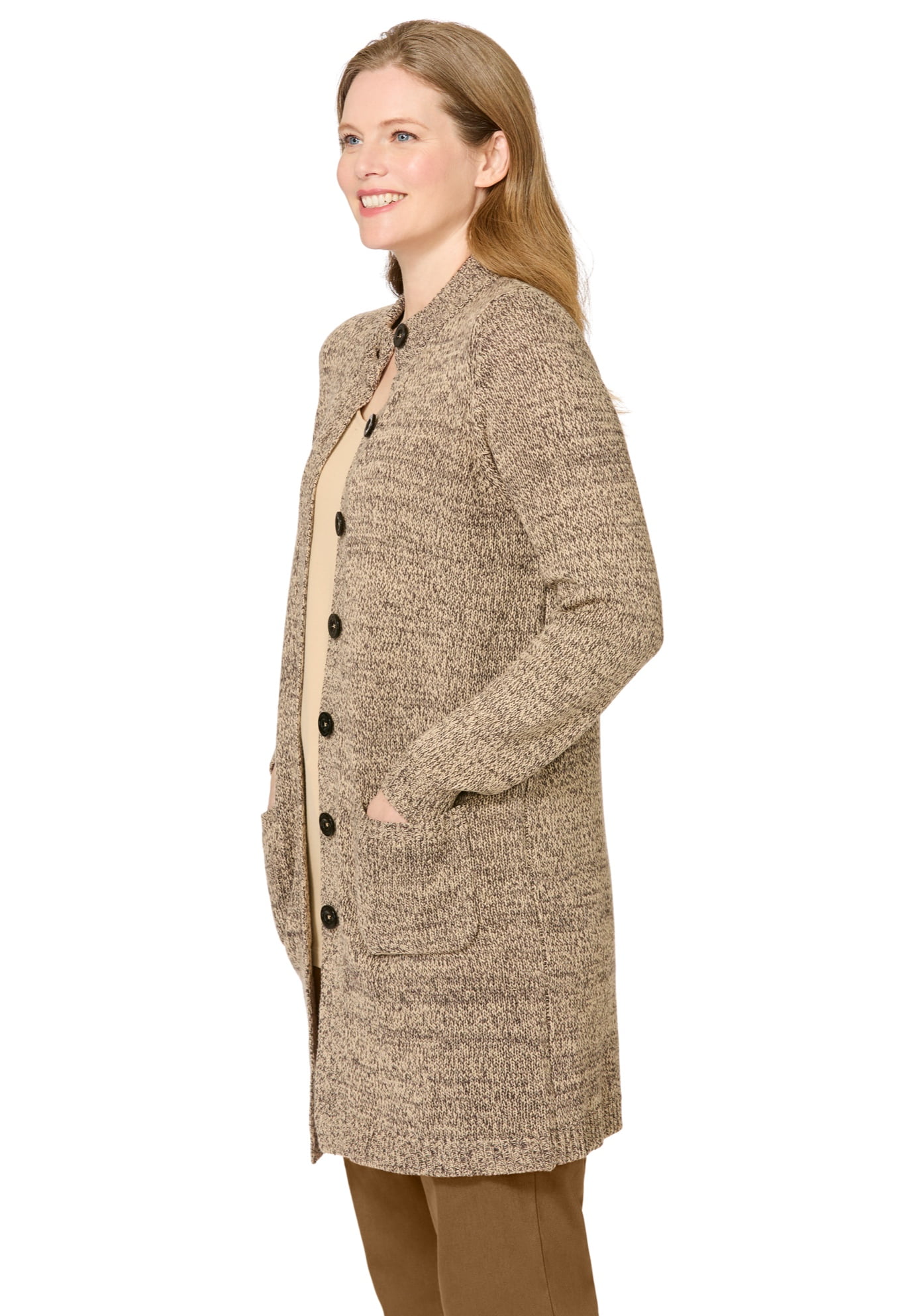 Plus Size Marled Jacket Duster Sweater - image 3