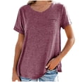 thumbnail image 3 of Mittory Women's Roll Up Short Sleeve T Shirts Crew Neck Tops Loose Causal Tees with Pocket, 3 of 3