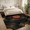 thumbnail image 3 of ODIKA Record Nostalgic Vinyl Phonograph Platter Analog Disc Cd Shaped for Living Room, Under Sectional, Family , Non-Slip Flatwoven, 3 of 7