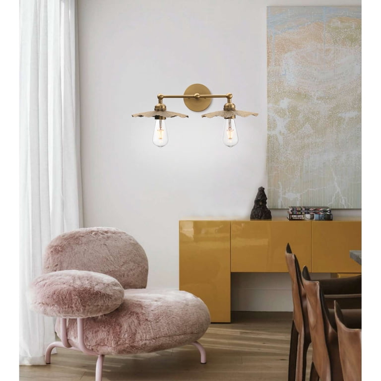 Pathson Hardwired Wall Sconce Set Of 2 - Cream Fabric Shade, Antique Brass, Vintage Style