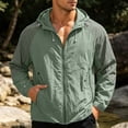 thumbnail image 5 of BiZtdJrK Zip Up Sun Protection Hooded Jacket for Men Outdoor Lightweight UPF 50+ Windbreaker Fashion Color Block Long Sleeve Hiking Tops Army Green S, 5 of 10