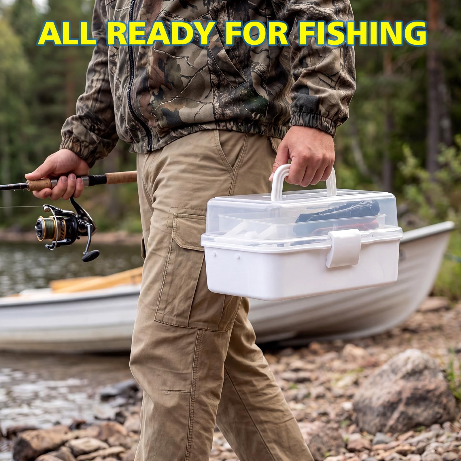 3 Layer Fishing Tackle Box With Included Bait Kit Pliers Fish Lip Gripper Accessories  Gift For Men Women Saltwater Freshwater