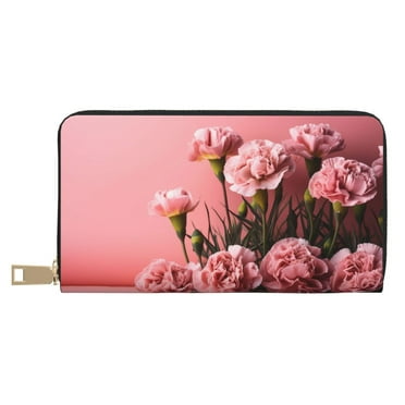 Delicate Pink Carnations A Wallet Women, Leather Bifold Multi Card Wallet, Women's Wallets, Long Purse