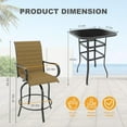 thumbnail image 2 of Twister.CK 3 Piece Outdoor Bistro Sets, Swivel Bar Chairs and Tempered Glass Bar Table Set, All Weather Textile Fabric High Stool, for Lawn, Garden, Balcony, Gold, 2 of 8