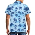thumbnail image 4 of Garronmavis Couples Vacation Outfits Matching Sets Blue Palm Leaf Button-Down Shirt for Men Lightweight Shirts Blouse and Womens Sleeveless Dress A-Line Beach Dress, 4 of 7