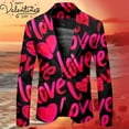 thumbnail image 2 of Toimothcn Suit Jacket For Men Fashion Valentine Day Love Heart Printed Blazers Oversized Warm Slim Fit One Button Funny Festival Performance Suit Jacket Comfy Men's Clothing, 2 of 4