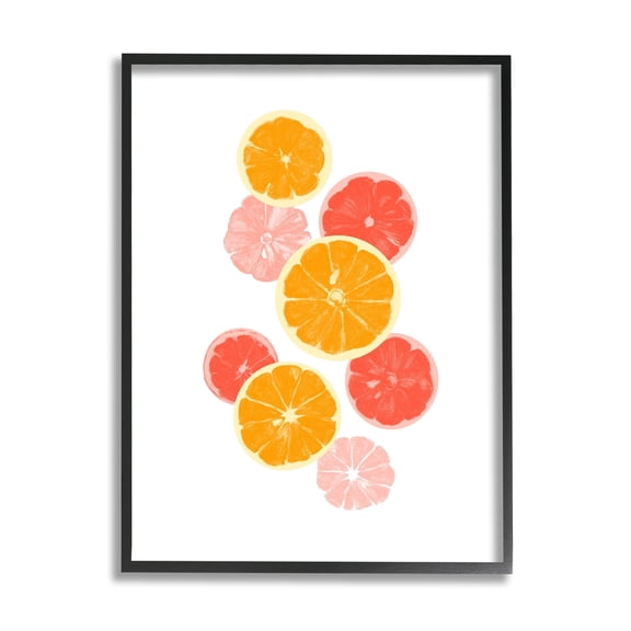Stupell Industries Mixed Citrus Fruit Slices Casual Summer Kitchen Graphic Art Black Framed Art Print Wall Art, Design by Emma Caroline