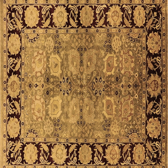 Ahgly Company Indoor Square Oriental Brown Industrial Area Rugs, 5' Square