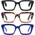 thumbnail image 2 of KoKoBin Reading Glasses Women Blue Light Blocking Mens Oversized Rectangle Computer Readers, 3 Pack Retro Fashion Oprah Style, 2 of 8