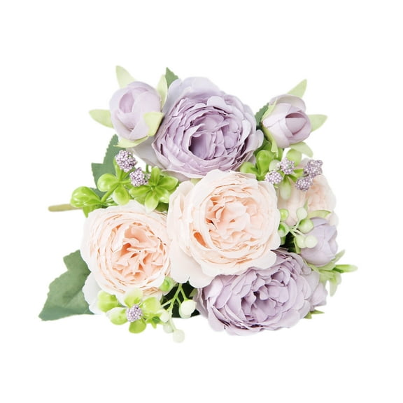 YIMWNYI Artificial Silk Peony Wedding Bouquet, Faux Flowers for Bridal Decor, Multicolor Silk Flower Arrangement for Home, Party, and Wedding Centerpieces, 30x23cm