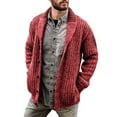 thumbnail image 3 of Mens Cable Knit Cardigan Sweater Shawl Collar Loose Fit Long Sleeve Casual Cardigans, 3 of 5