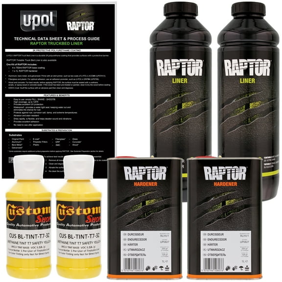 Raptor Safety Yellow Urethane Spray-On Truck Bed Liner Texture Coating, 2 Liters