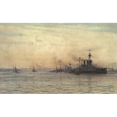 More Sea-fights of the Great War 1919 Valiant & Malaya Canvas Art - William Wyllie (18 x 24)
