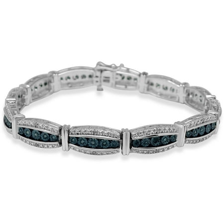 1/3 Carat T.W. Blue and White Diamond Sterling Silver Fashion Bracelet