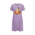 thumbnail image 5 of Somuwie Large size short Halloween women's nightdress with chest print round neck short sleeves short nightdress, 5 of 5
