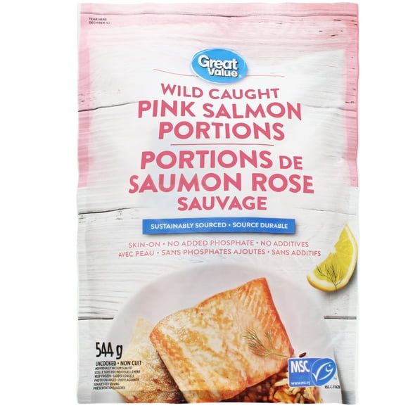 Portions de saumon rose sauvage Great Value 544&nbsp;g