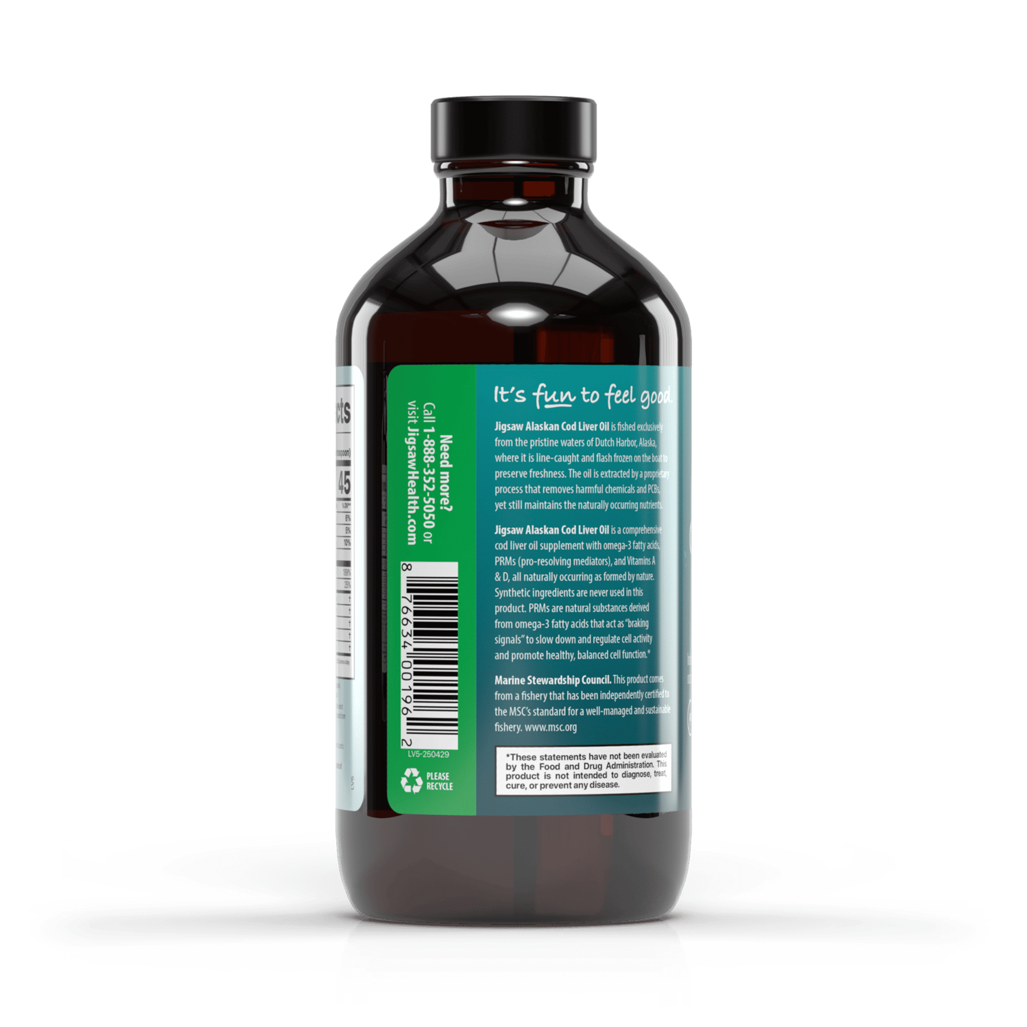 Jigsaw Health Alaskan Cod Liver Oil Liquid, 48 Servings