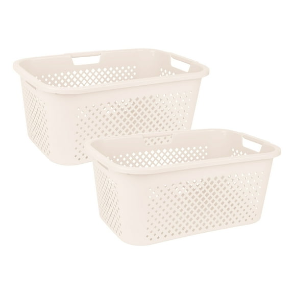 Superio Gradient Perforated Laundry Basket with Ergonomic Handles, 2-Pack - Modern Slim Design - Cream