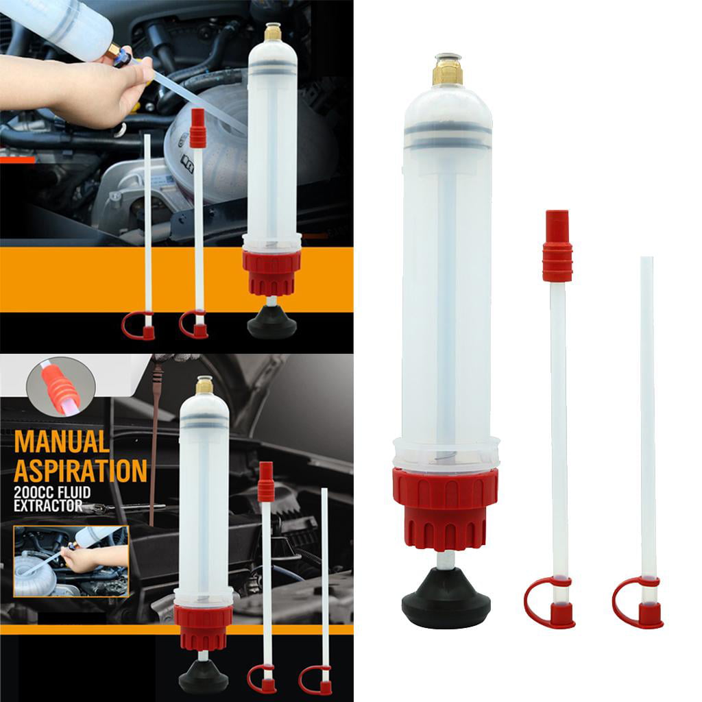 200cc Multi-Purpose Syringe/Oil Suction Pump Manual Fluid Transfer Hand Pump Syringe Bottle Transmission Brake,Steering,Differential Extractor Dispenser With Cup Pad Fluid Extractor 