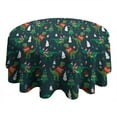 thumbnail image 4 of Green Christmas Dinosaur and Snowman Pattern Round Tablecloth 60"x60",Wrinkle Wipeable Table Cloth for Kitchen Dining Room Picnic Patio Party, 4 of 6