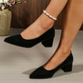 thumbnail image 2 of Womens Suede Solid Office Square Toe Slip On Casual Chunky Low Heel Pumps Shoes 2 Inch, 2 of 8