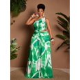 thumbnail image 4 of Plus Size Green & White Tie Dye One Shoulder Ruched Waist Cutout Maxi Dress For Spring Summer Vacation Party, 4 of 7