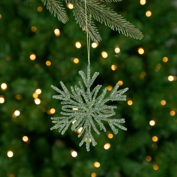 Northlight Glitter Snowflake Christmas Ornament - 7.5" - Green
