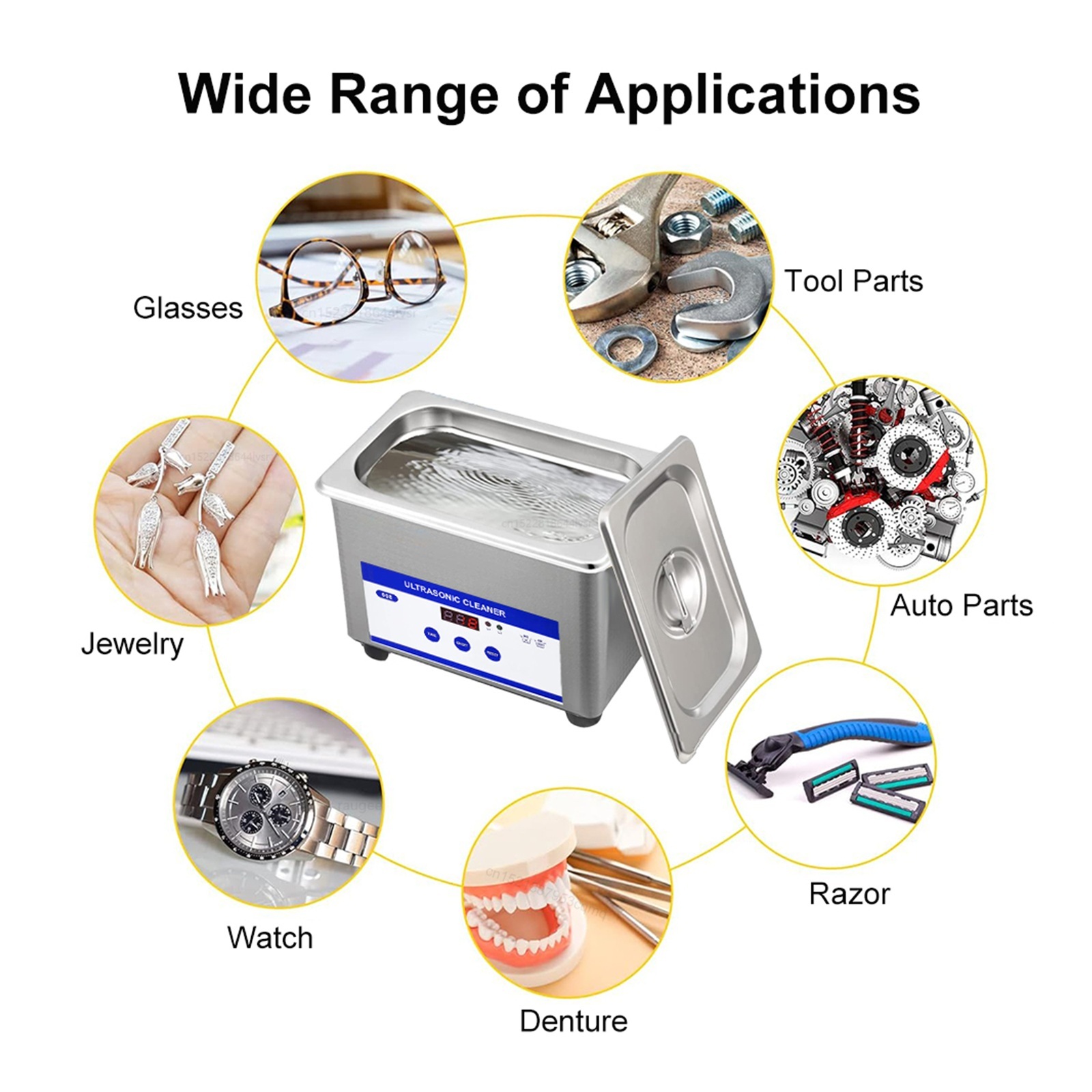 Ultrasonic Cleaner Ultrasound Glasses Jewelry Cleaner 40KHZ High Frequency Ultrasonic Washing Bath ,Convenient to Use