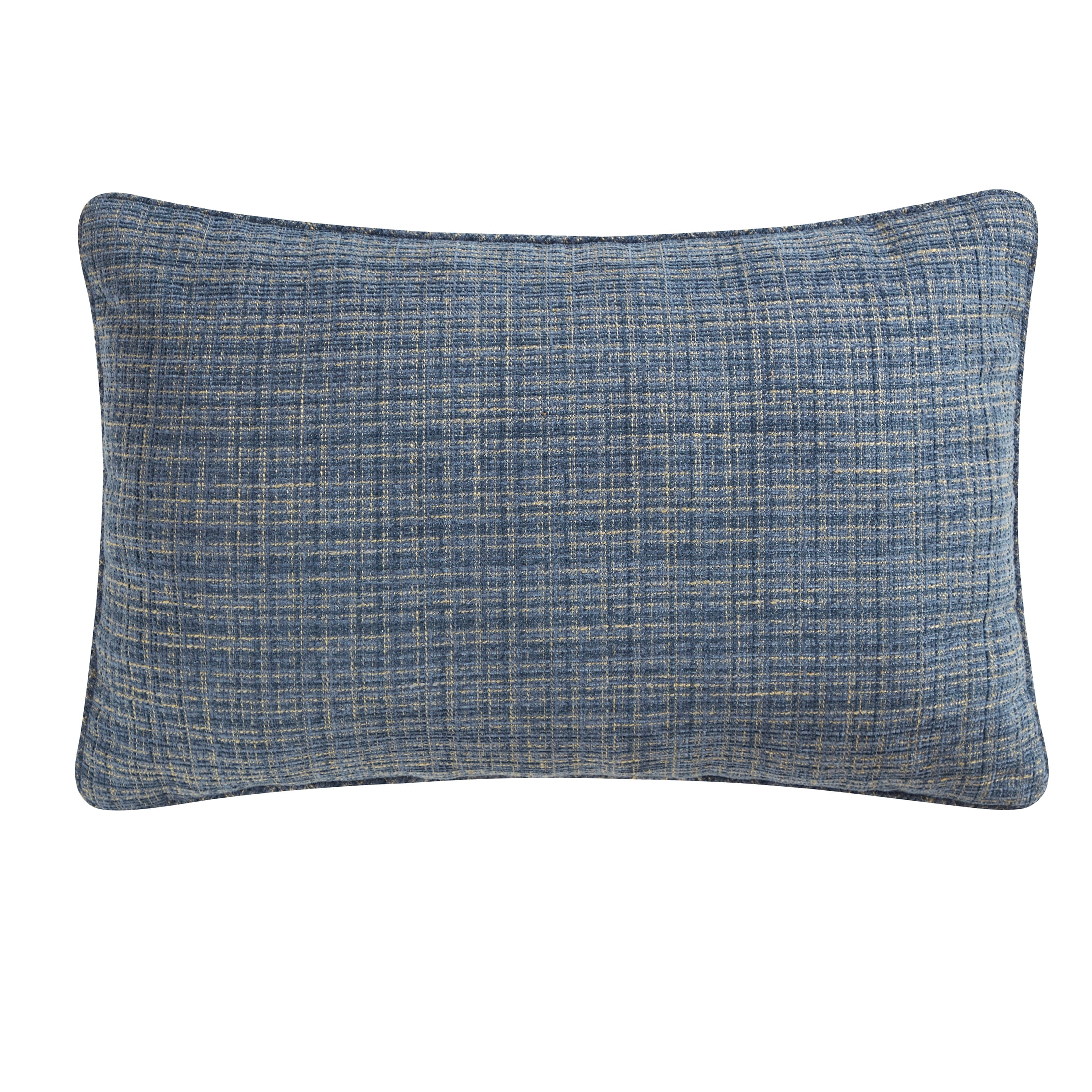 Way to Celebrate 14" x 22" Blue Embroidered Leaves Oblong Decorative Pillow