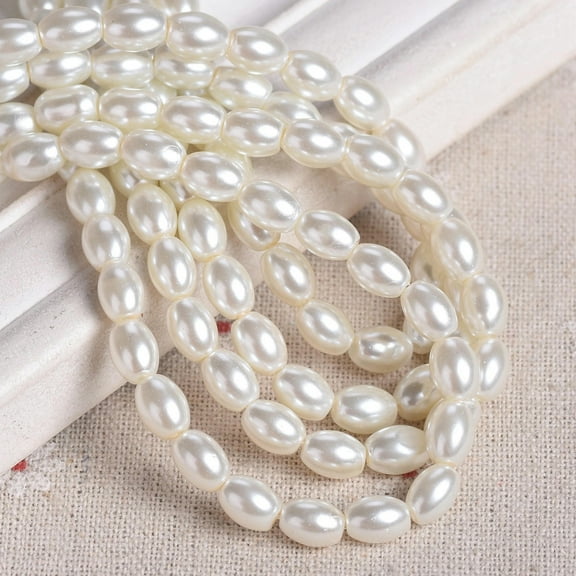 U8MO Oval Shape 6x4mm 8x6mm 11x8mm Pearl Coated Glass Loose Beads For Jewelry Making-8x6mm 30pcs