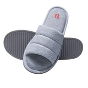 Hanes Womens Open Toe Memory Foam Anti-Slip Slide Slipper  (Size Medium, Blue)