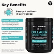 Vital Vitamins Multi Collagen Peptides Powder - Unflavored, Easy to Dissolve, Type I, II, III, V, X