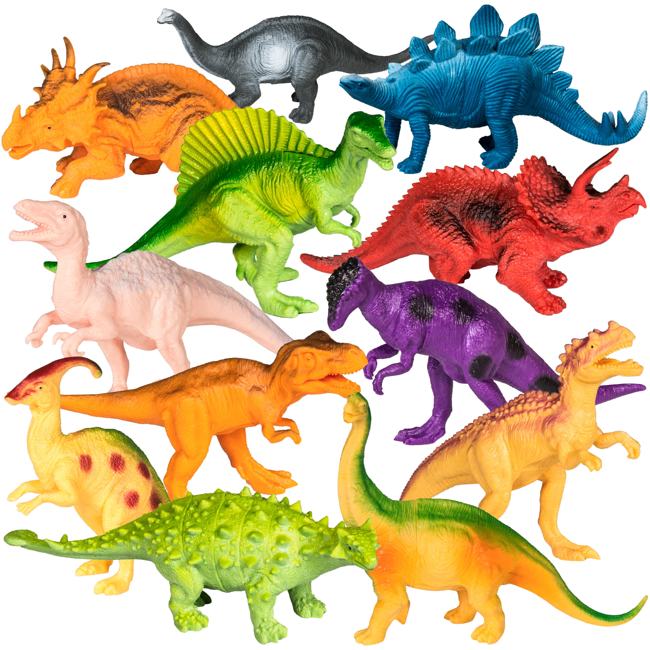 12 ASSORTED PLAY 7 INCH DINOSAURS prehistoric toy dinosaur plastic pvc novelty 