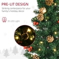 thumbnail image 5 of CIPACHO Prelit Holiday Christmas 4-Piece Set, Garland Wreath and Set of 2 Entrance Trees with Warm White LED Lights, Red Berries, Pine Cones, Christmas Decor for Indoor Outdoor, Green, 5 of 7