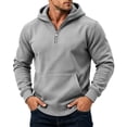 thumbnail image 5 of Atogsazn Mens 1/4 Zip Oversized Hoodies Casual Long Sleeve Hooded Sweatshirt Fall Winter Tops with Pocket Gray L Fashion, 5 of 8