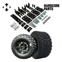 Hardcore Parts 4" Block Lift Kit for YAMAHA G14/G16/G19 Golf Cart with 10" Machined/Black 'Lancer' Wheels and 20"x10"-10" DOT rated All-Terrain tires