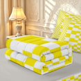 thumbnail image 6 of Manfei Modern Checkered Zipper Full Size Comforter Sets with Fitted Sheet and 2 Pillowcases,Art Grid Zipper Bedding Set,Yellow,Light Gray Reversible,4pcs, 6 of 8
