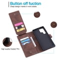 thumbnail image 4 of Allytech Luxury Wallet Case for Samsung Galaxy S24 Ultra with Wrist Strap, [9 Card Slots] [1 Cash Pocket] Premium PU Leather + Soft TPU Shockproof Magnetic Clasp Kickstand Protective Case, Brown, 4 of 14