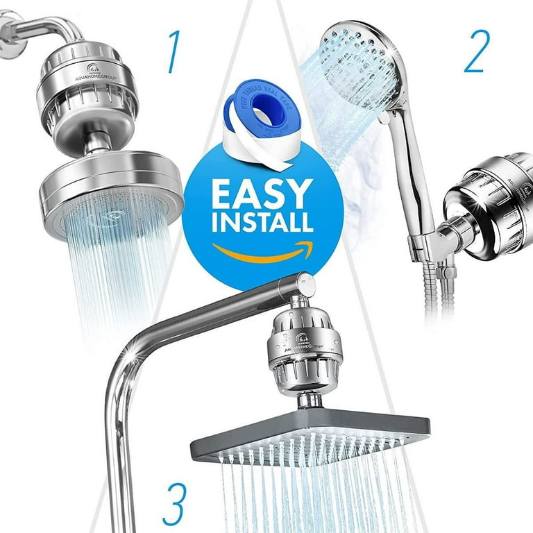 Shower Filter (15-Stage with 2Cartridges) Shower Head Filter for Hard Water  and Chlorine, Shower Head Filters, Water Softener Shower Head,Shower Water