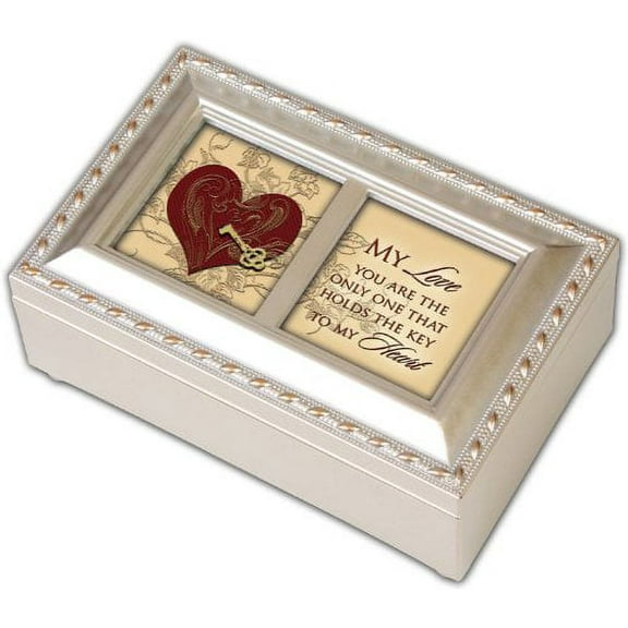My Love You Hold the Key to My Heart Champagne Musical Music Jewelry Box Play...
