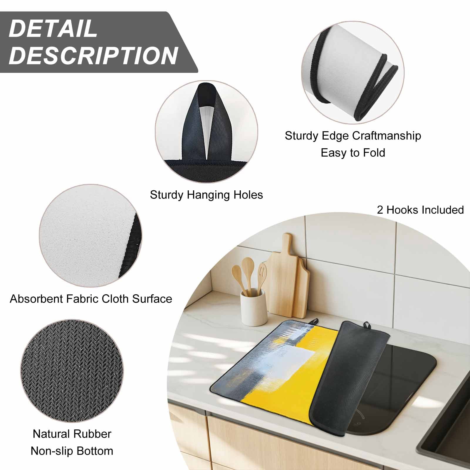 Yellow Grey Stove Top Cover for Electric Stove, Heat-proof & Non Slip Glass Top Stove Cover Protector, Oil Painted Modern Abstract Vintage Kitchen Flat Cooktop Rubber Mat 24x21 Inches