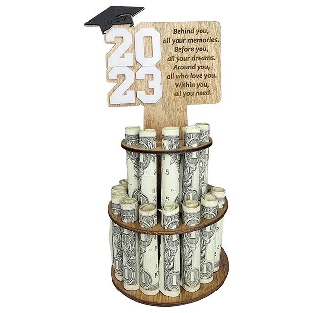 7.87 Inches 2023 Graduation Money Holder Wood Ornament Double-layer Cash Holders Unique Gifts For Graduation