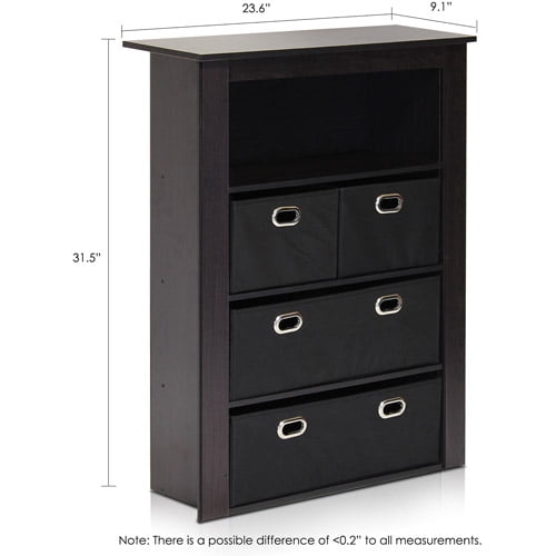Brown Econ Home Office Furniture 13089EX//LB Storage Organizer Cabinet With Bins