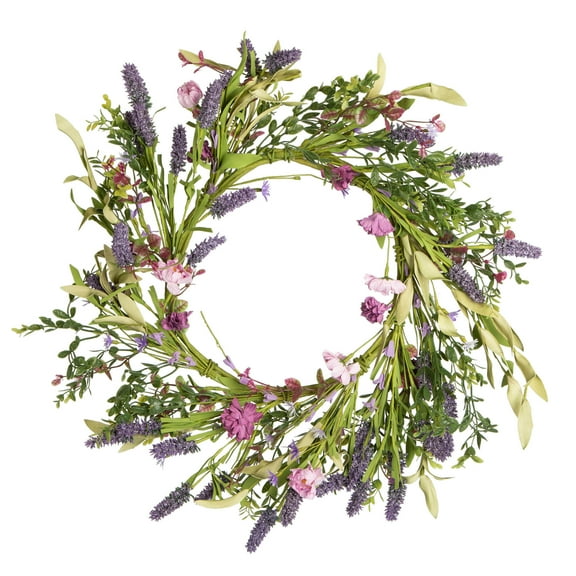 Vickerman 24" Artificial Purple Lilac Wild Flower Wreath.