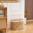 thumbnail image 5 of Casa Pura Furniture Handwoven Water Hyacinth Wicker 2-Bins Laundry Hamper with Lid & Removable Liner Bags, Off-White, 5 of 6