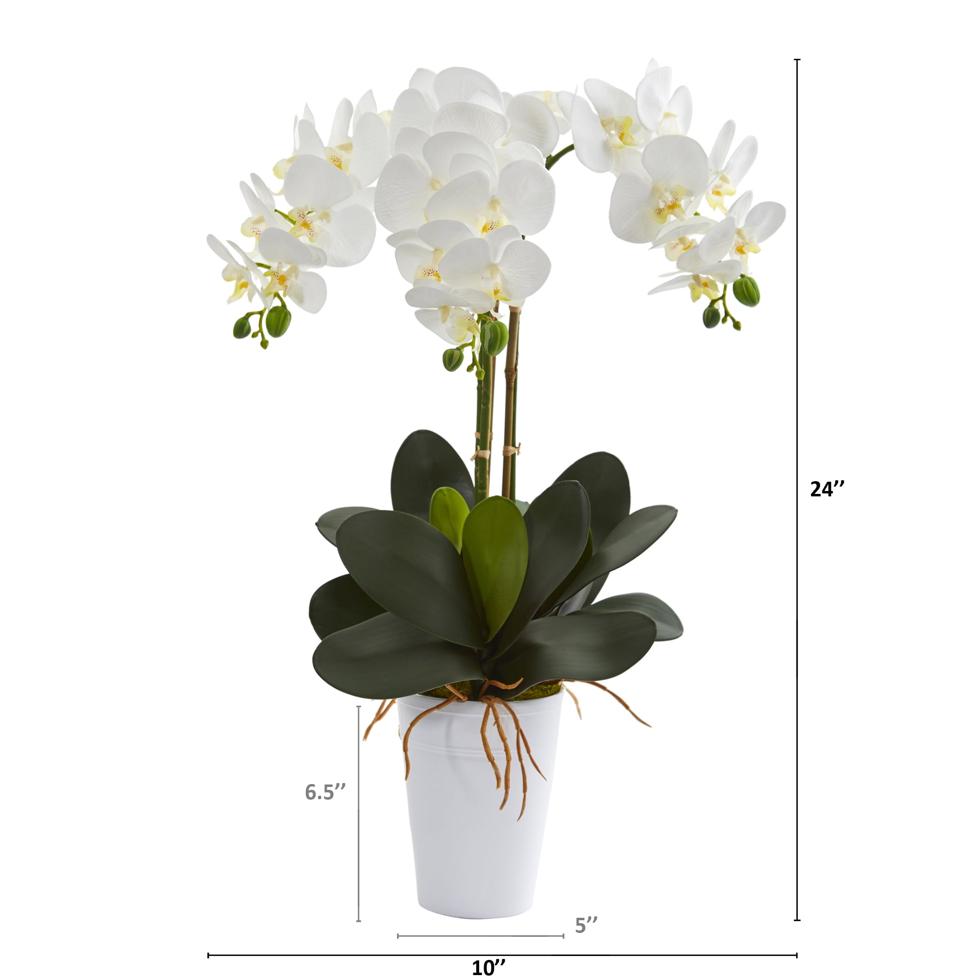24in. Phalaenopsis Orchid Artificial Arrangement in White Vase