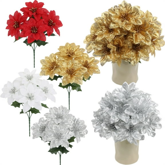 Lwlmwt Christmas Flowers,Poinsettia Bunches,Christmas Decoration,DIY Xmas Wreath Holiday Home Party Decor,Home Ornaments