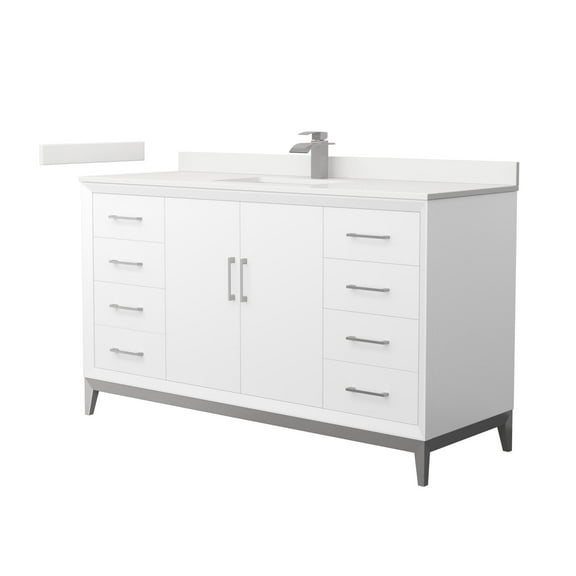 Wyndham Collection Wch818160s-Qtz-Unsmxx Amici 60" Free Standing Single Basin Vanity Set -